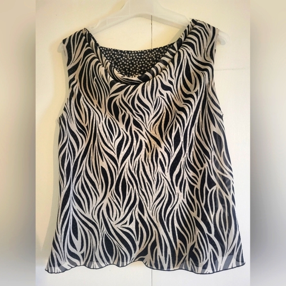 Black and White Zebra Print and Polka Dot Reversible Sleeveless Top - Picture 1 of 4